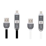 엑토/데이터케이블/듀얼/USB-16/Micro-5P/Lighting-8P/1M/블랙