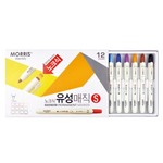 모리스/유성매직/퀵마크S세트/세필둥근닙/12색