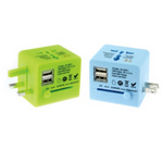 [예일] 여행용어댑터 USB 2포트 (그린/블루)